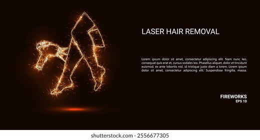 Laser hair removal. Laser hair removal consists of sparks and fire. Festive bright fireworks. Decorative element for celebrations and holidays. Vector illustration.