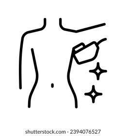 Laser hair removal line icon. Armpit laser hair removal. Clean armpits icon. Outline clean armpits vector icon for web design isolated on white background.