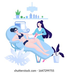 Laser Hair Removal Methods For Women. Epilation Beauty Procedure. Idea Of Body And Skin Care And Beauty. Laser Hair Removal. Isolated Vector Illustration