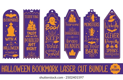 Laser Halloween Kids Bookmark Files, Creative Spooky SVGs for Glowforge! Perfect for Scrap Buster Projects, Halloween Crafts, and Unique Bookmark Design Ideas for Children.