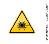 Laser hazard icon isolated radiation sign, yellow triangle. Vector ISO or LED lazer warning symbol, do not look directly at laser lights icon. Safety precaution triangular sign, be careful of light