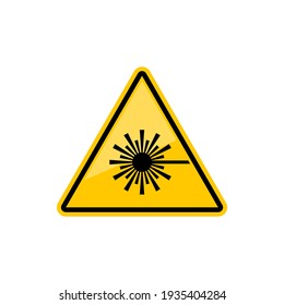 Icono de peligro láser aislado signo de radiación, triángulo amarillo. Símbolo de advertencia de vectores ISO o LED lazer, no mire directamente al icono de luces láser. Signo triangular de precaución de seguridad, tenga cuidado con la luz