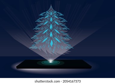  Laser holographic projection of Christmas tree.