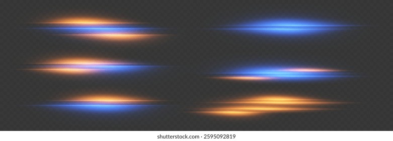 Laser horizontal lines of light, rays effect. Vector EPS10
