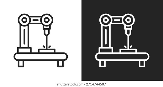 Icono del laser en estilo blanco y negro de la línea