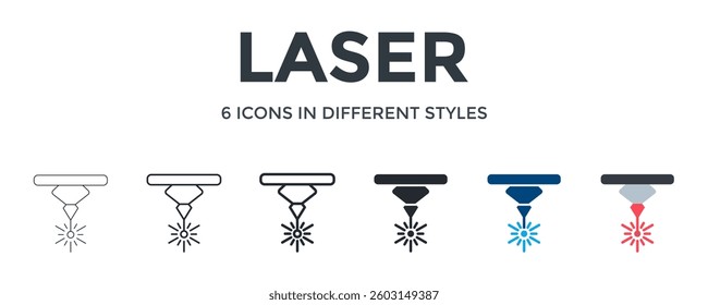 Laser Icon In Different Style Vector Illustration. Designed In Thin Line, Regular Line, Bold Line, Glyph, Color Fill, And Flat Style Can Be Used For Web