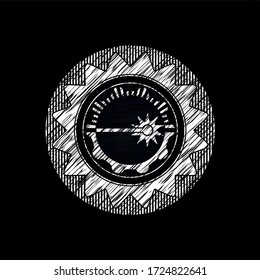 laser icon drawn chalk emblem, retro style, chalk or chalkboard texture. 