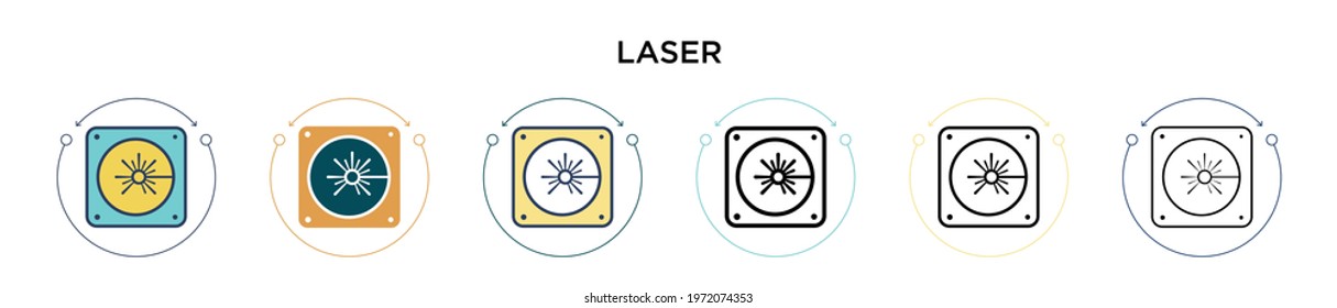 Laser icon in filled, thin line, outline and stroke style. Vector illustration of two colored and black laser vector icons designs can be used for mobile, ui, web