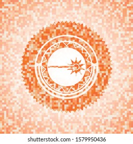 laser icon inside abstract emblem, orange mosaic background