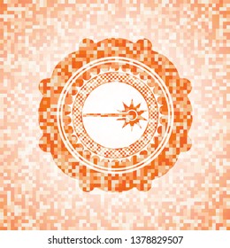 laser icon inside abstract orange mosaic emblem