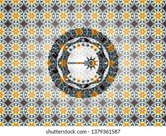 laser icon inside arabesque badge. arabic decoration.
