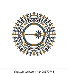 laser icon inside arabesque badge background. arabic decoration.