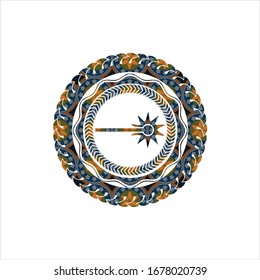 laser icon inside arabesque badge. arabic decoration.