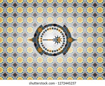 laser icon inside arabesque emblem. arabic decoration.
