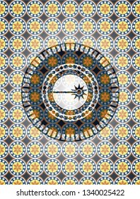 laser icon inside arabesque emblem. arabic decoration.