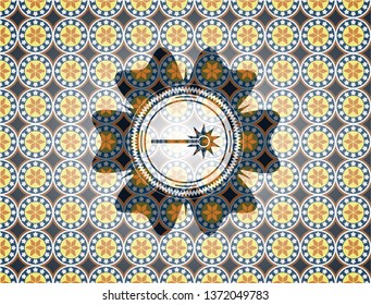 laser icon inside arabesque emblem. arabic decoration.