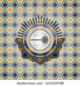 laser icon inside arabesque emblem. arabic decoration.