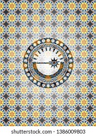 laser icon inside arabesque style emblem. arabic decoration.