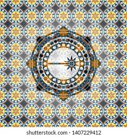 laser icon inside arabesque style badge. arabic decoration.