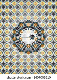 laser icon inside arabesque style badge. arabic decoration.