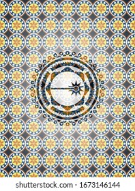 laser icon inside arabic emblem. Arabesque decoration.