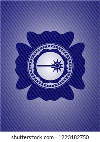 laser icon inside badge with jean texture