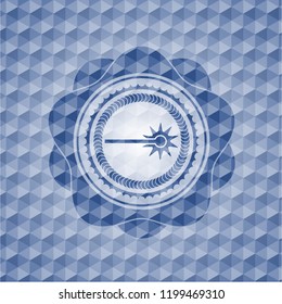 laser icon inside blue badge with geometric pattern.