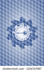 laser icon inside blue hexagon badge.