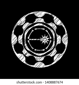 laser icon inside chalk emblem written on a blackboard