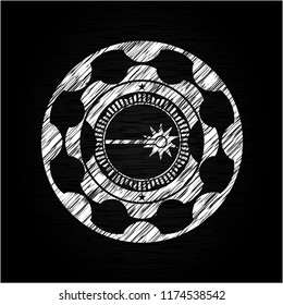 laser icon inside chalkboard emblem