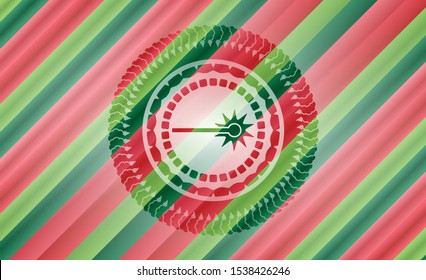 laser icon inside christmas badge background.