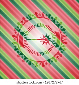 laser icon inside christmas style emblem.