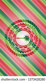 laser icon inside christmas style badge..