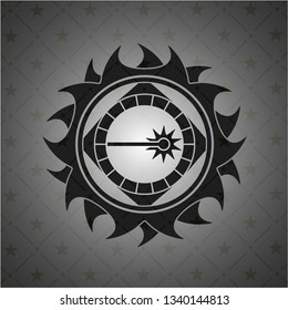 laser icon inside dark emblem. Retro