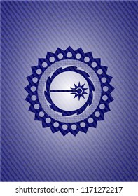 laser icon inside denim background