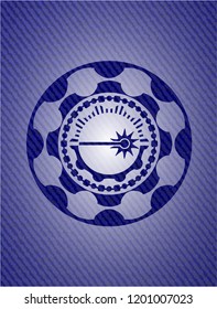 laser icon inside emblem with denim high quality background