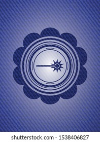 laser icon inside emblem with jean background