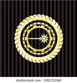laser icon inside gold emblem or badge