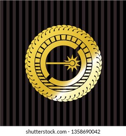 laser icon inside gold shiny emblem