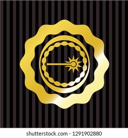 laser icon inside golden emblem or badge