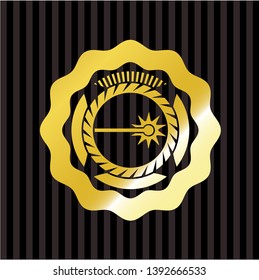 laser icon inside golden emblem or badge