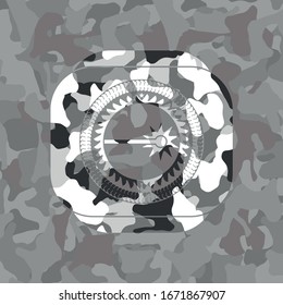 laser icon inside grey camouflage texture