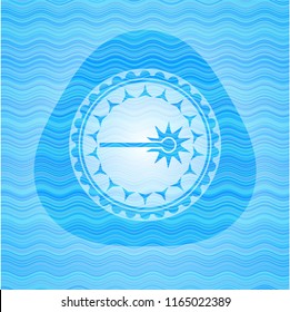 laser icon inside light blue water style badge.