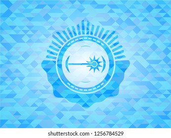 laser icon inside light blue emblem with mosaic ecological style background