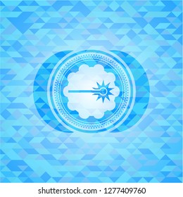 laser icon inside light blue emblem with mosaic ecological style background