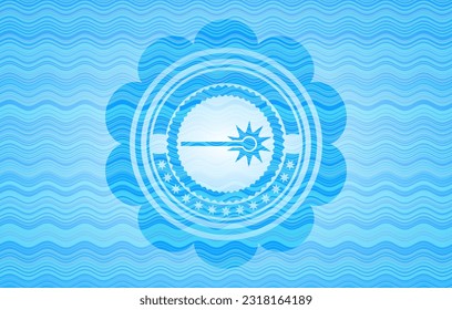 laser icon inside light blue water wave emblem background. 