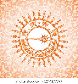 laser icon inside orange mosaic emblem with background