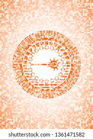 laser icon inside orange mosaic emblem with background
