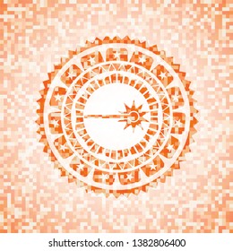 laser icon inside orange mosaic emblem with background