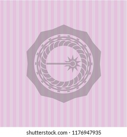 laser icon inside pink emblem. Retro